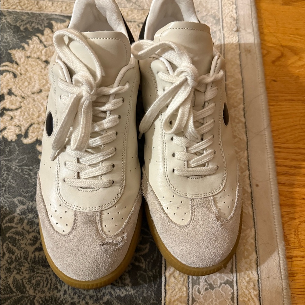 Isabel Marant White and Tan Sneakers